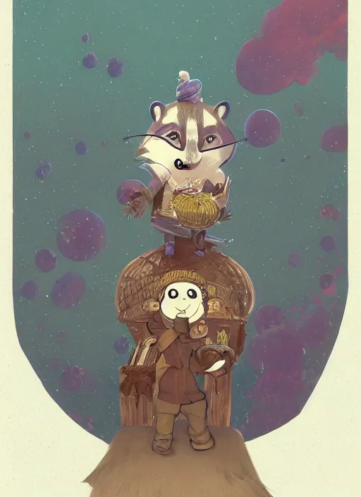 Image similar to a fantasy illustration portrait of an anthropomorphic raccoon mage, by victo ngai, by stephen gammell, by george ault, in the style of animal crossing, artstation