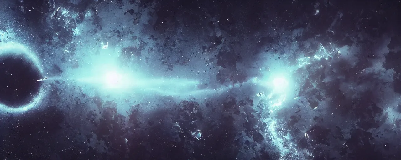 Image similar to a dark epic swirling galaxy, space scene, dark scifi, unreal engine, octane render, volumetric lighting