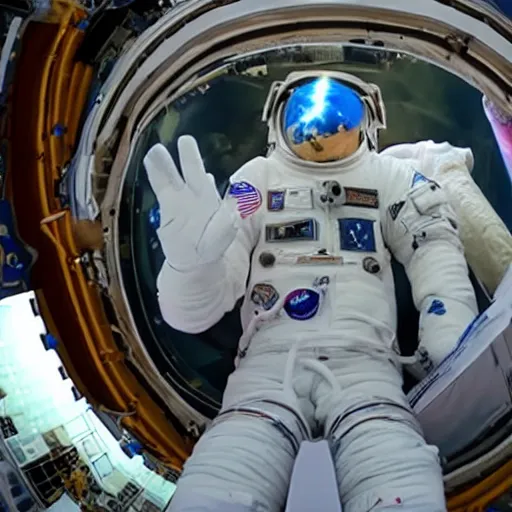 Prompt: A full-length llama in an astronaut helmet is flying in space, 4k super detail