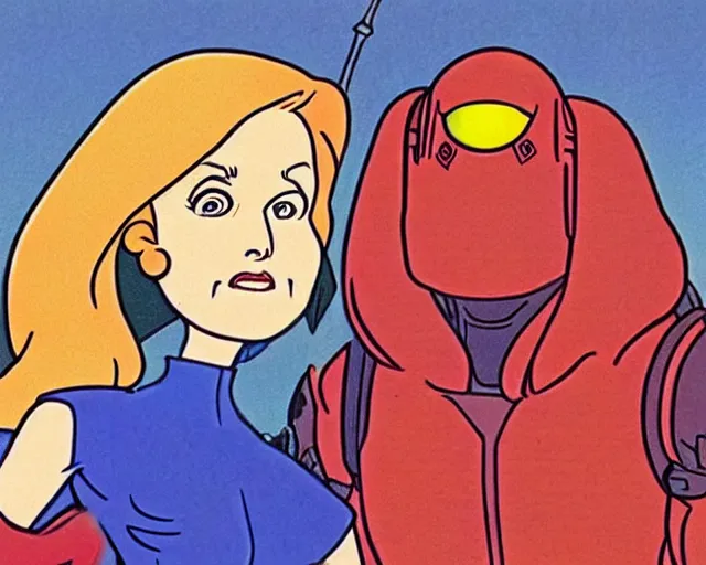 Prompt: Dana Scully on Masters of the Universe (1983), animated cartoon series by Filmation, cel animation, traditional animation