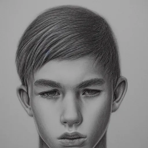 Image similar to 18yo teenage boy looking sad. Detailed pencil drawing.