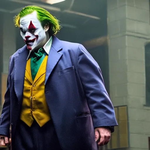 Image similar to stunning awe inspiring chris farley as the joker movie still 8 k hdr atmospheric lighting