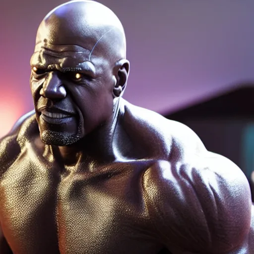 Prompt: still photo of terry crews silver surfer, highly detailed, photorealistic portrait, bright studio setting, studio lighting, crisp quality and light reflections, unreal engine 5 quality render