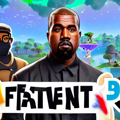 Image similar to kanye west in fortnite lobby 3 d avatar skin