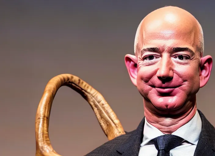 Prompt: jeff bezos with goat horns growing out of his forehead