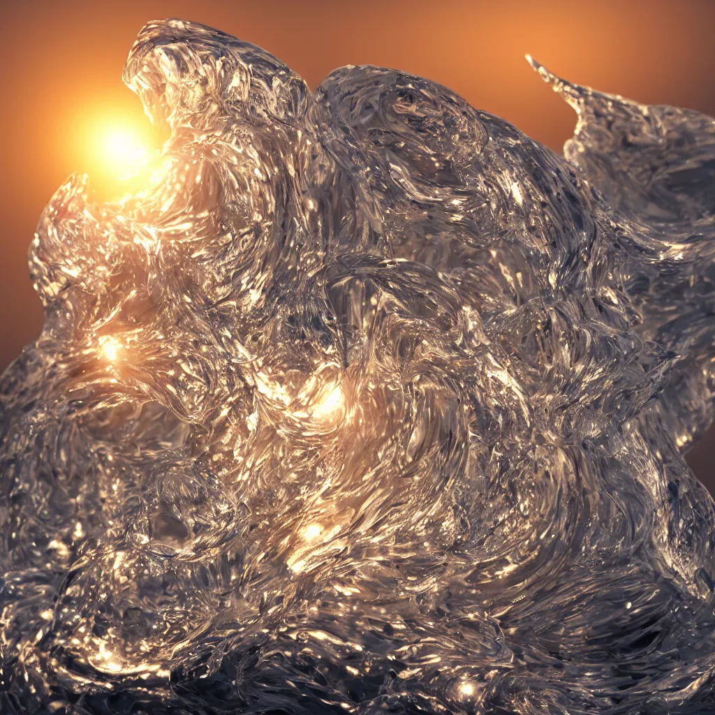 Prompt: wave formed like crystal in a cup, art station, crystal carved, volumetric lighting, beautiful, golden hour, sharp focus, ultra detailed, concept art