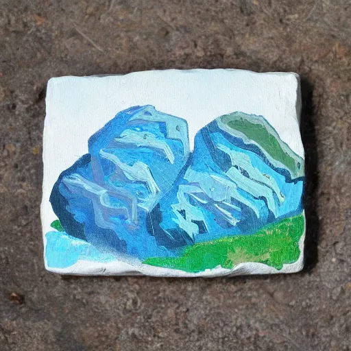 Prompt: an aisolated rock made of nostalgia, hard brush painting