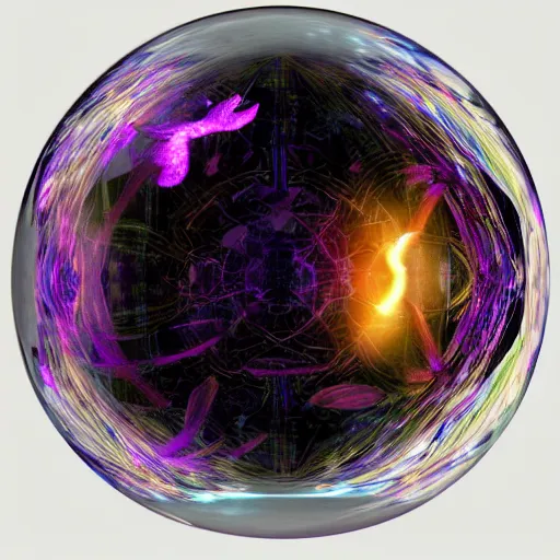 Image similar to psychonautist in a crystal sphere, digital painting, award winning, volumetric lighting