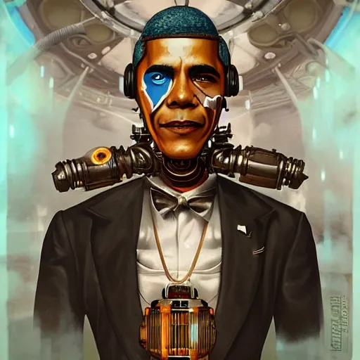 Image similar to Lofi BioShock Steampunk BioPunk portrait of Obama Pixar style by Tristan Eaton Stanley Artgerm and Tom Bagshaw