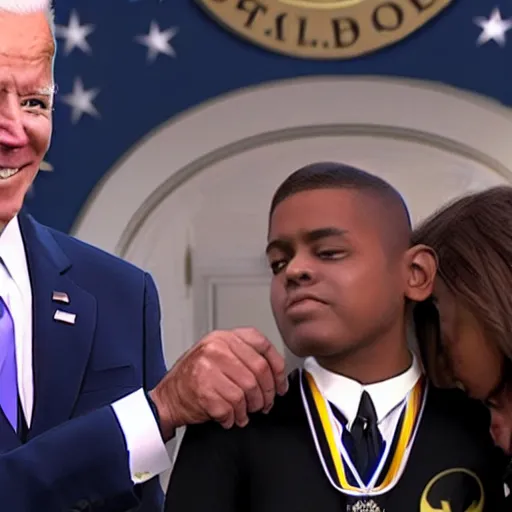 Image similar to Joe Biden awarding the Presidential Medal of Freedom to Batman