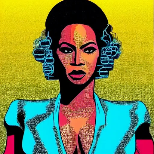 Prompt: “ beautiful beyonce retro minimalist portrait by jean giraud, moebius starwatcher comic, 8 k ”