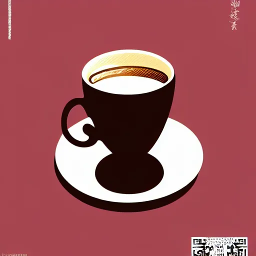 Prompt: silhouette of a cup of coffe illustration, vector art style, medium shot, intricate, elegant, highly detailed, digital art, ffffound, art by hajime sorayama
