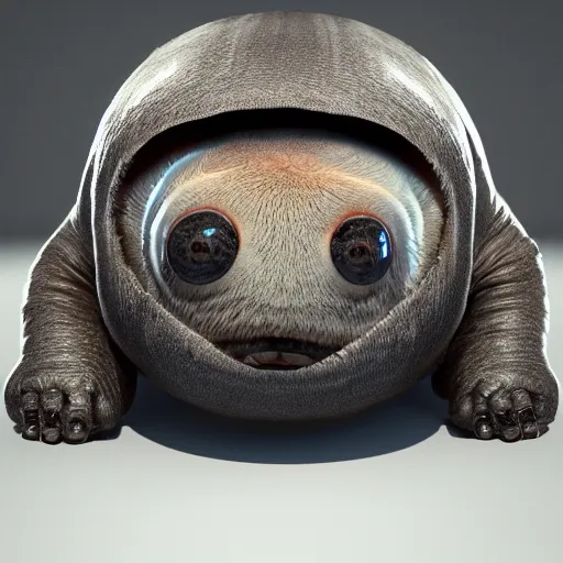 Image similar to tardigrade big eyes a lot of fur cute highly detailed high - quality photo realistic 8 k octane render blender