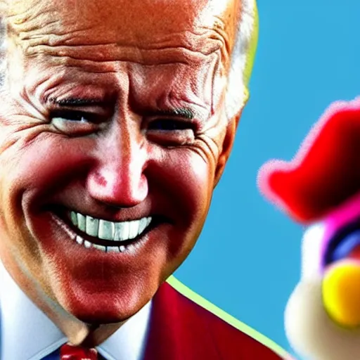Image similar to Joe Biden with clown make-up all over his face inside a circus, full body