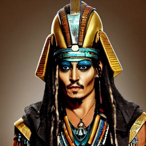 Image similar to johnny depp as osiris the ancient egyptian god