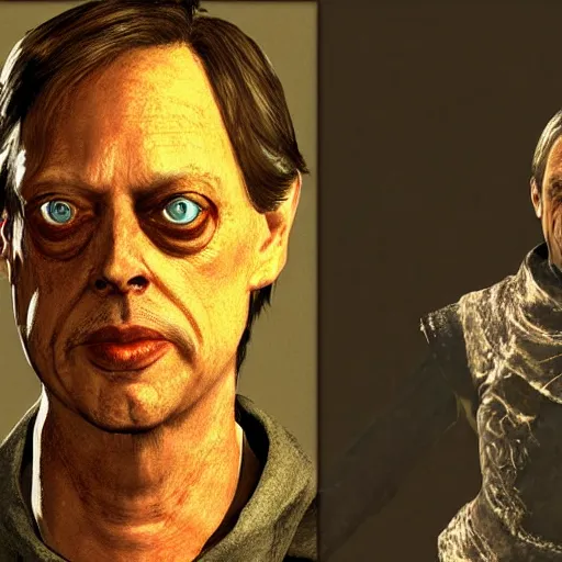 Prompt: Steve Buscemi in Dark Souls