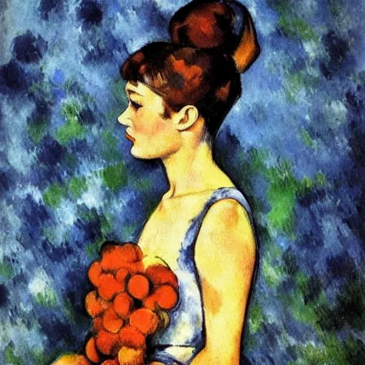 Image similar to audrey hepburn art by paul cezanne