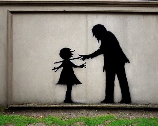 Image similar to artwork by banksy