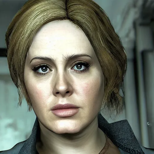 Image similar to an in-game screenshot of Adele as Marguerite Baker in Resident Evil 7