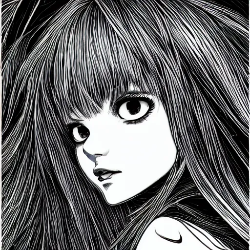 Image similar to asuka langley by Dan Hillier, Junji Ito, hd 8k