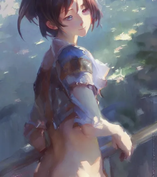 Image similar to daniel f. gerhartz painting of an anime woman, makoto shinkai, krenzcushart