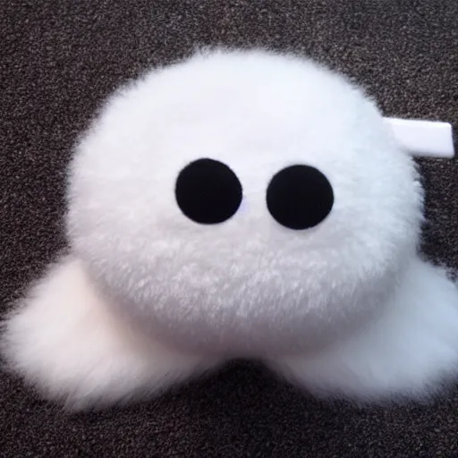 Image similar to a fluff made of marshmallow, super cute with big manga eyes