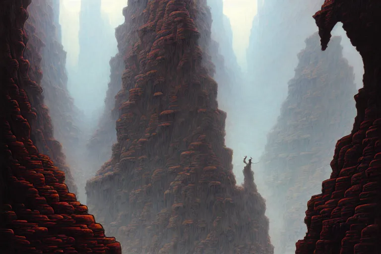 Image similar to a canyon made of giant skeletons, fantasy, sci - fi, intricate, elegant, dramatic lighting, highly detailed, lifelike, photorealistic, digital painting, artstation, concept art, smooth, sharp focus, illustration, art by beksinski and john blanche and paul dainton and albert aublet and artem demura and alphonse mucha