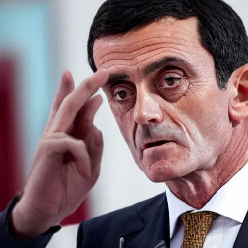 Prompt: Manuel Valls extremely detailed with too many fingers