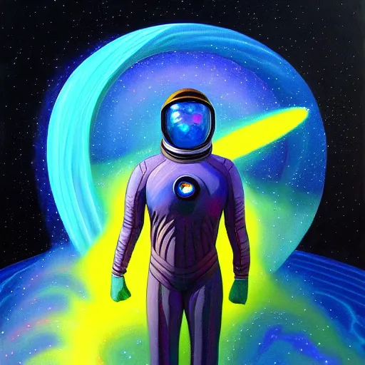 Image similar to spaceman superhero isometric scifi astral spirit space journey in oil painting, pulled into the spiral vortex, trending on artstation, award winning, emotional, highly detailed ethereal isometric surrealist art