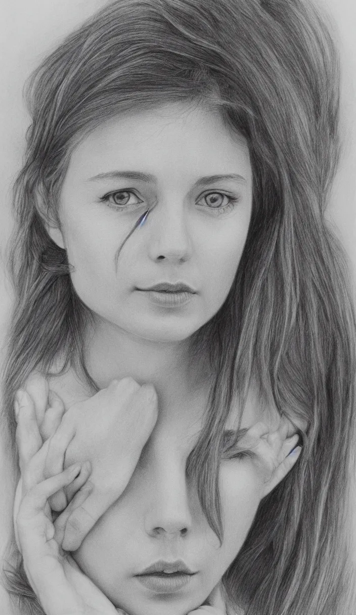 Image similar to pencil drawing of Dasha Nekrasova, highly detailed