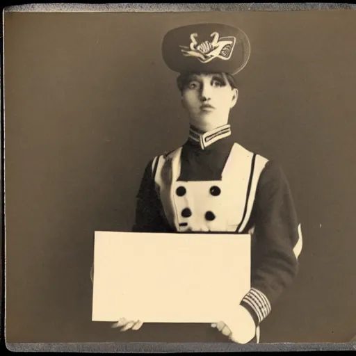 Image similar to a 1 9 1 0 s photograph of a rabbit wearing a sailor's uniform