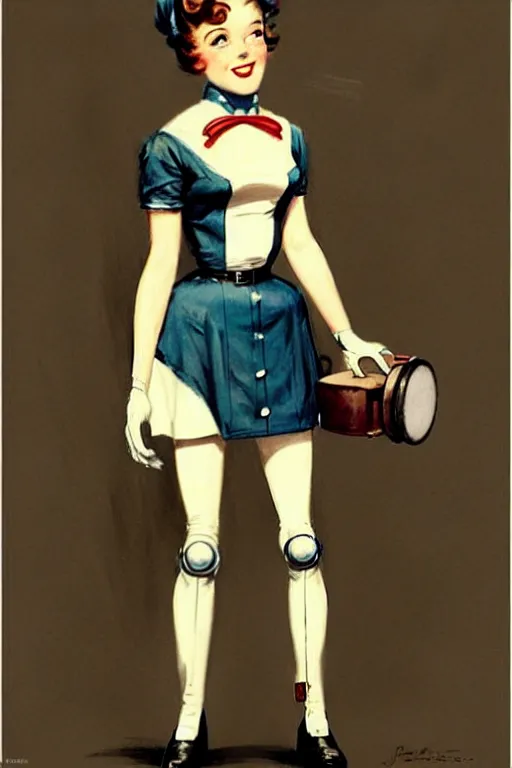 Image similar to ( ( ( ( ( 1 9 5 0 s retro future robot android female french maid. muted colors. ) ) ) ) ) by jean - baptiste monge!!!!!!!!!!!!!!!!!!!!!!!!!!!!!!