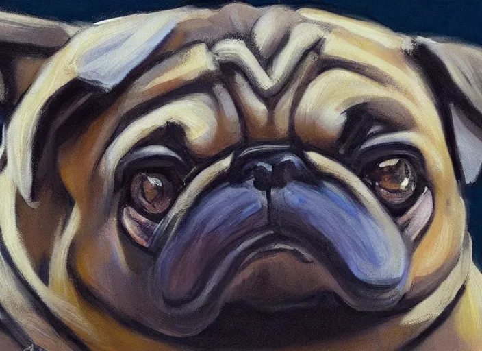 Image similar to a highly detailed beautiful portrait of a pikachu that looks like a pug, by gregory manchess, james gurney, james jean