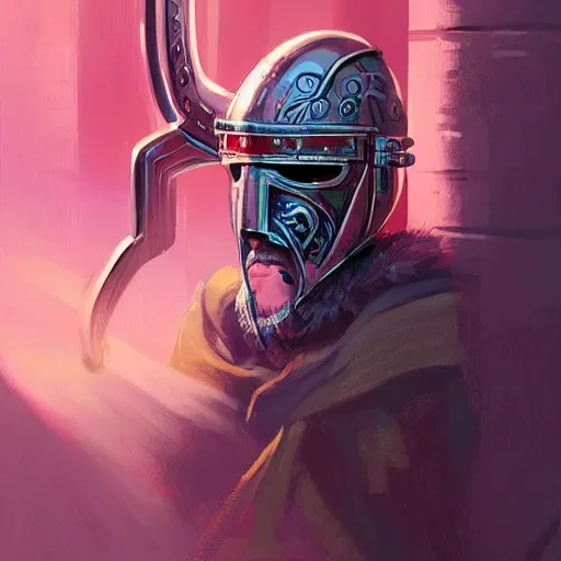 Image similar to cyberpunk viking helmet mask warrior goddess robot ninja fantasy, art gta 5 cover, official fanart behance hd artstation by jesper ejsing, by rhads, makoto shinkai and lois van baarle, ilya kuvshinov, ossdraws