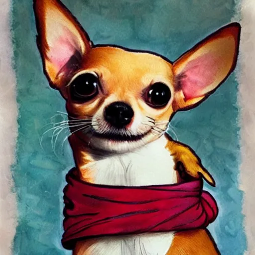 Prompt: chihuahua holding a burrito original art