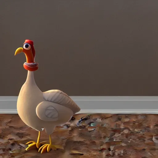 Prompt: 3d render of a turkey, pixar