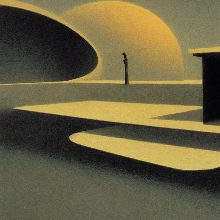 Image similar to Dark Sun, science fiction, Edward Hopper and James Gilleard, Zdzislaw Beksinski, highly detailed