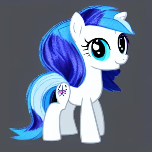 Prompt: a blue little pony with white hair, a picture by an gyeon, featured on derpibooru, booru, superflat, marine cutie mark