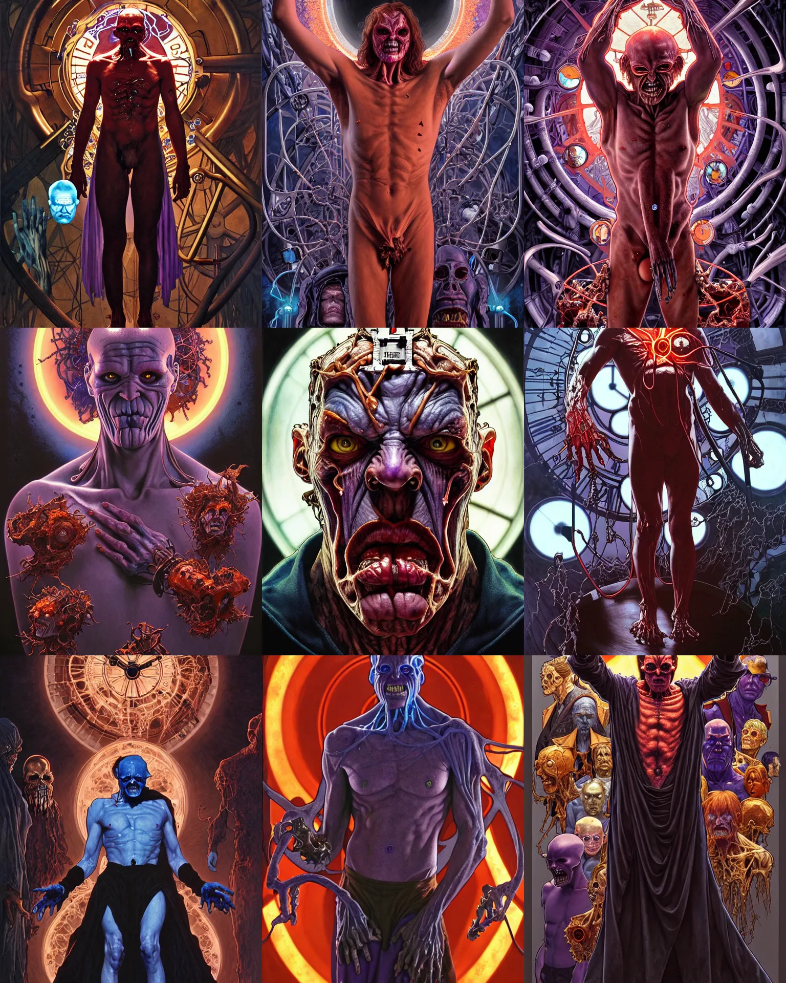 Prompt: the platonic ideal of a clockwork orange of cletus kasady ultimate carnage thanos dementor doctor manhattan chtulu nazgul, detailed, intricate, hyperrealism, intense, scary, decay, dmt, art by brock hofer and artgerm and greg rutkowski and alphonse mucha