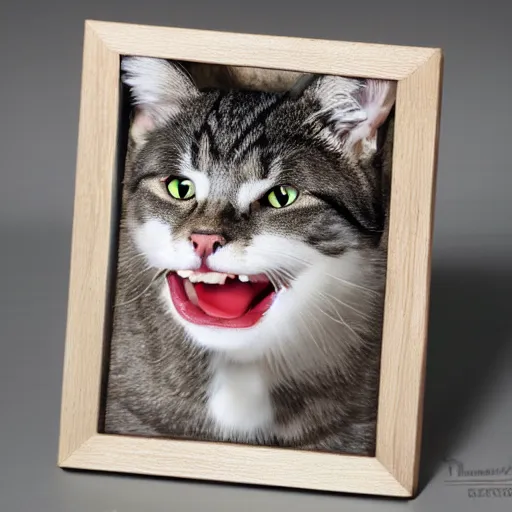 Prompt: picture frame made of cat fangs