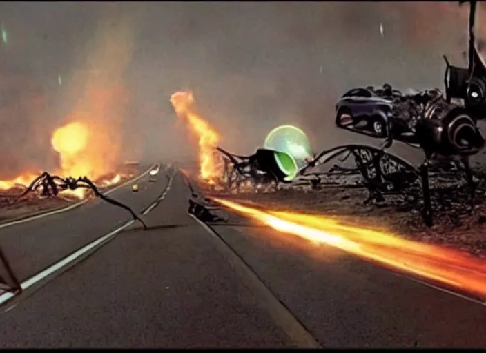 Image similar to Dash cam footage of an alien invasion, michael bay, war of the worlds