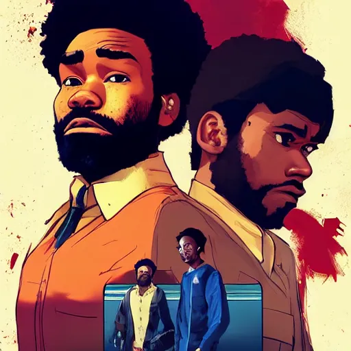 Image similar to donald glover, art gta 5 cover, official fanart behance hd artstation by jesper ejsing, by rhads, makoto shinkai and lois van baarle, ilya kuvshinov, ossdraws, style of borderlands and by feng zhu and loish and laurie greasley, victo ngai, andreas rocha, john harris