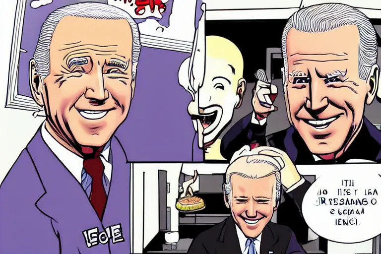 Prompt: Joe Biden eats ice cream, melts people, Junji Ito