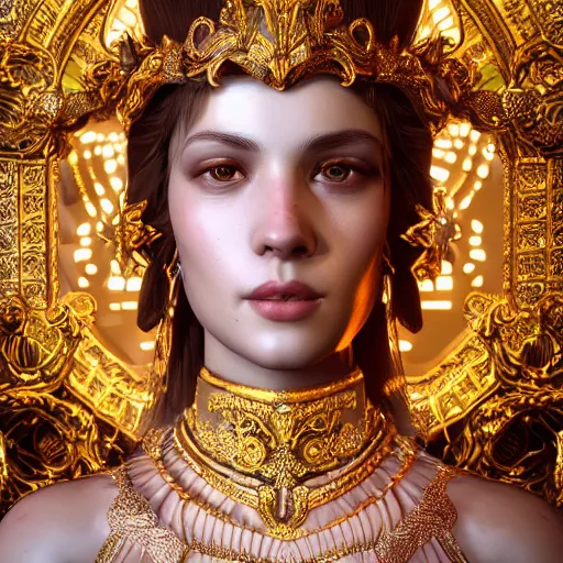 Image similar to portrait of wonderful princess, glowing, ornate and intricate, jaw dropping, dynamic lighting, intricate and detailed, 4 k octane render