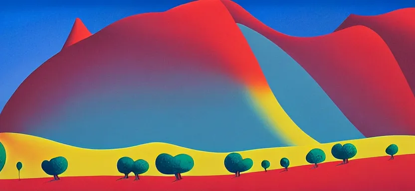 Image similar to a disney desert, painting by Eyvind Earle