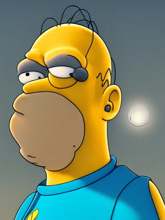 Prompt: portrait art of Homer Simpson, 8k, ultra realistic , lens flare, atmosphere, glow, detailed, intricate, full of colour, cinematic lighting, trending on artstation, 4k, hyperrealistic, focused, extreme details, unreal engine 5, cinematic, masterpiece