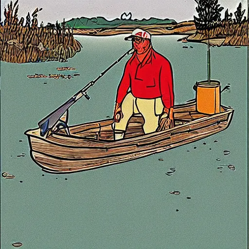 Image similar to coyote ralph fishing in ussr, cartoon art