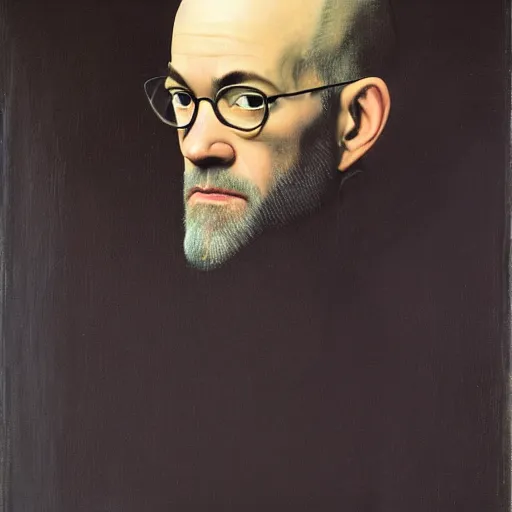 Image similar to painting of michael stipe by caravaggio