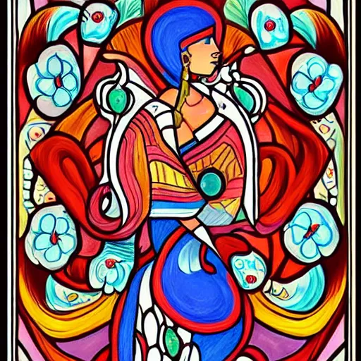 Image similar to a painting beautiful decorated window, art print, a ultrafine detailed painting by wix, mexican folklore, behance contest winner, native art, trend in behance hd, 2 d game art, detailed painting