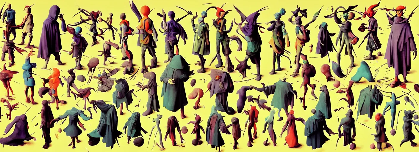 Image similar to full - body surreal colorful clay jrpg rpg character concept art anatomy, action pose, very coherent and colorful high contrast masterpiece by norman rockwell franz sedlacek hieronymus bosch dean ellis simon stalenhag rene magritte gediminas pranckevicius, dark shadows, sunny day, hard lighting, reference sheet white! background